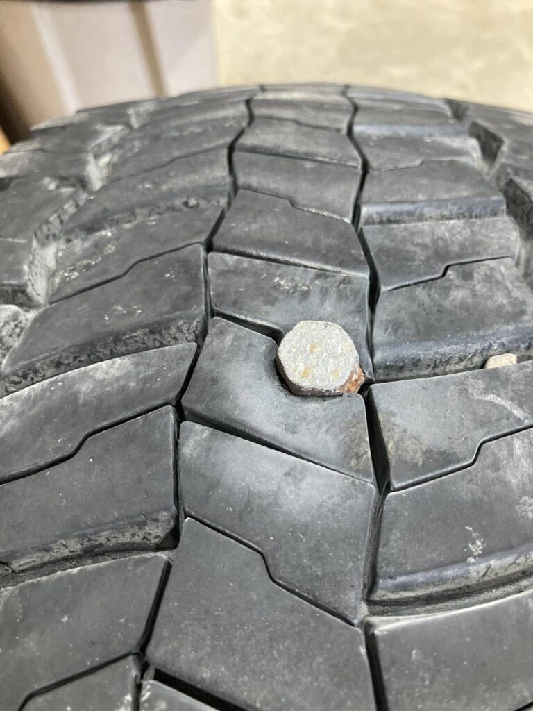 Bolt in Fire truck tire